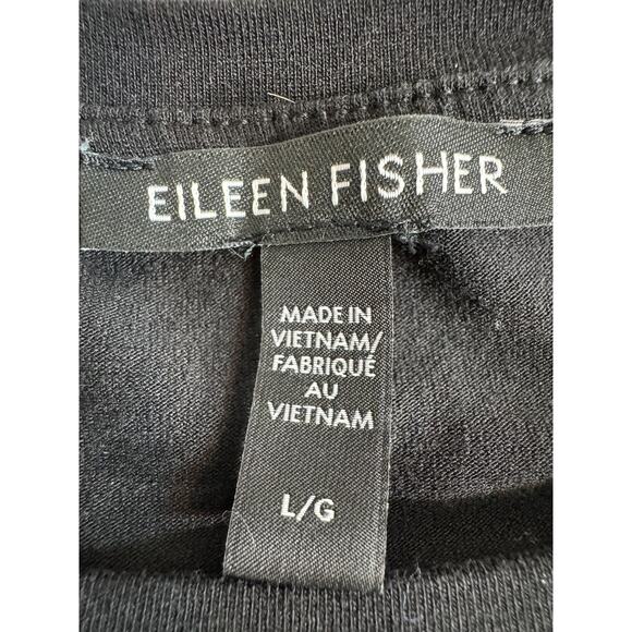 Eileen Fisher tunic black long sleeve scoop neck stretch tencel lightweight Sz L - Picture 6 of 8